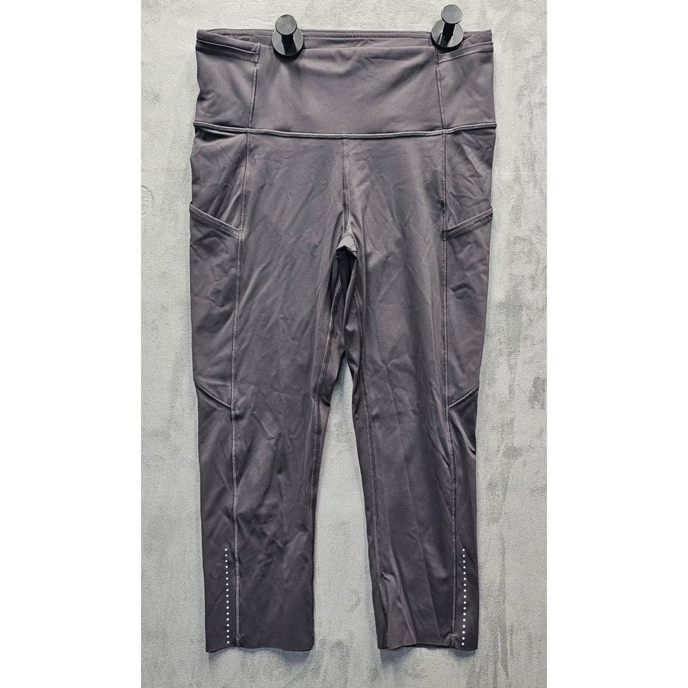 Lululemon Speed Up Crop High Rise Gray Leggings Side Pockets Size 6 LW6AS5S - Picture 1 of 12